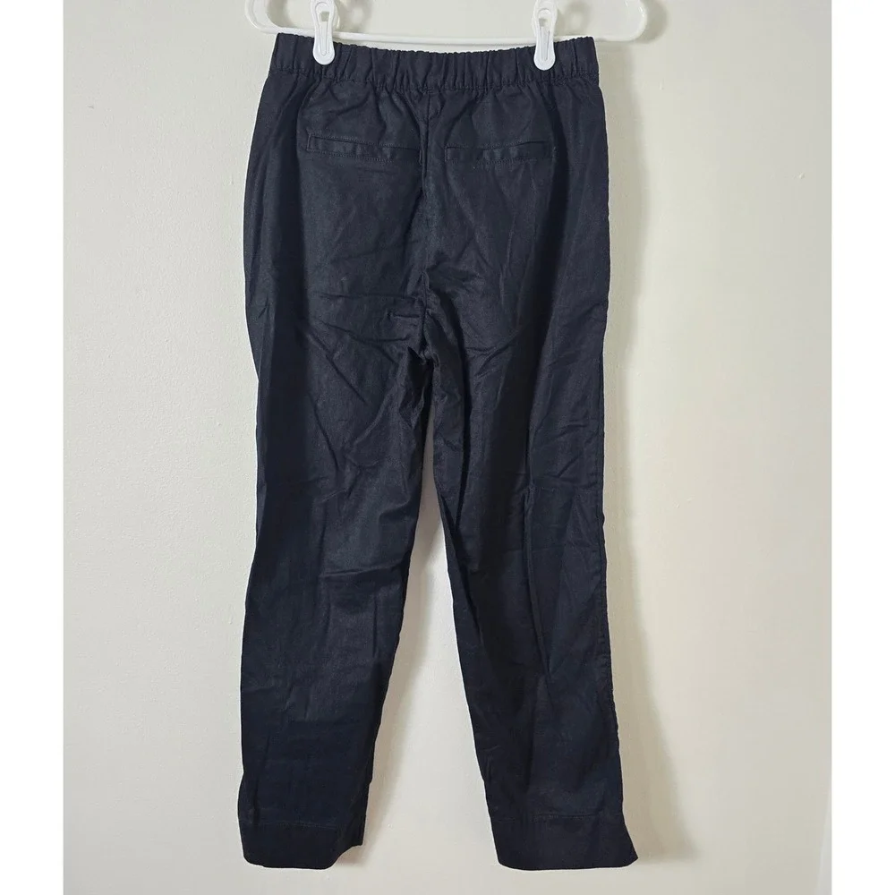 Banana Republic Pant Tapered High Rise Womens Extra Small Linen Blend Black - Picture 2 of 6